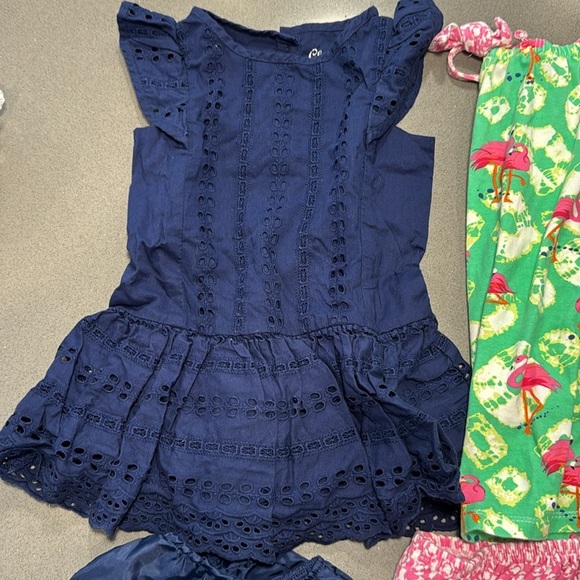 BUNDLE-2 dresses | Navy Blue Eyelet Dress | Flamingo dress Set | 18mth girls - Picture 2 of 6